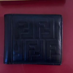 Black leather Fendi double F bifold wallet